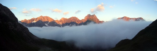 Panorama von der Memminger Htte mit Blick auf den Freispitz