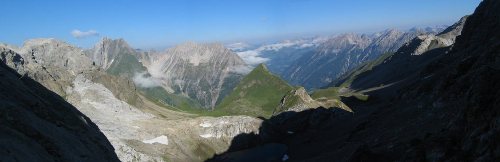 Panorama von der Seescharte zurck zur Memminger Htte